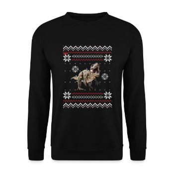 Noël moche Dino Trex Weihnacht - Sweat-shirt Unisexe - noir - Devant - Alina (178cm) & Michal (187cm)