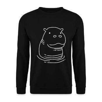 Süßes Nilpferd Hippo Kinder - Unisex Pullover - Schwarz - Vorne - Alina (178cm) & Michal (187cm)