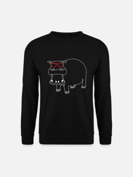 Süßes Nilpferd Sonnenbrille Hippo Kinder - Unisex Pullover - Schwarz