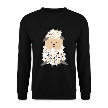 Blumen Schaf Blüten Schafherde Wolle - Unisex Pullover - Schwarz - Vorne - Alina (178cm) & Michal (187cm)