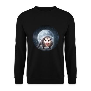 Opossum Mond Kinder Süß - Unisex Pullover - Schwarz - Vorne - Alina (178cm) & Michal (187cm)