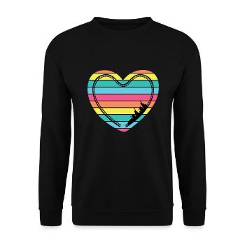 Roller Coaster Heart Rainbow Theme Park - Unisex Sweatshirt - black - Front - Alina (178cm) & Michal (187cm)