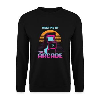 The Arcade Meet Me At Automat Retro - Unisex Pullover - Schwarz - Vorne - Alina (178cm) & Michal (187cm)