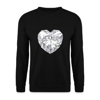 Diamond Heart Gemstone Jewelry - Unisex Sweatshirt - black - Front - Alina (178cm) & Michal (187cm)