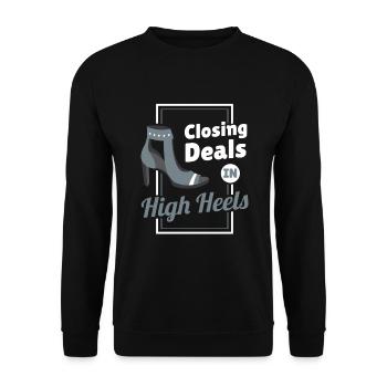 Conclure des affaires dans la mode des talons hauts - Sweat-shirt Unisexe - noir - Devant - Alina (178cm) & Michal (187cm)