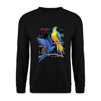 Parrot Colors Art Bird Pet - Unisex Sweatshirt - black - Front - Alina (178cm) & Michal (187cm)