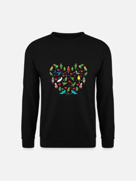 Papagei Herz Kinder Vogel Haustier - Unisex Pullover - Schwarz