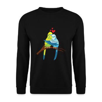 Mignon Perruche Amour Coeur Oiseau - Sweat-shirt Unisexe - noir - Devant - Alina (178cm) & Michal (187cm)
