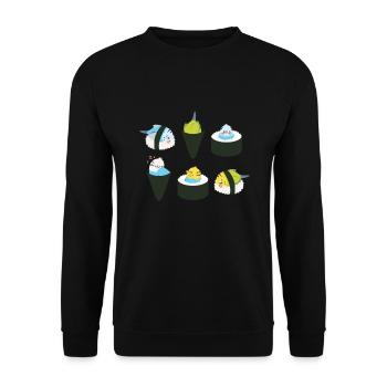 Süß Wellensittich Sushi Japan Kawaii - Unisex Pullover - Schwarz - Vorne - Alina (178cm) & Michal (187cm)