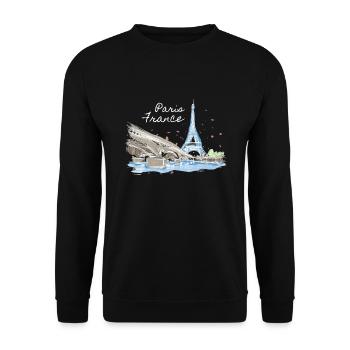 Paris France France Eiffel Tower - Unisex Sweatshirt - black - Front - Alina (178cm) & Michal (187cm)