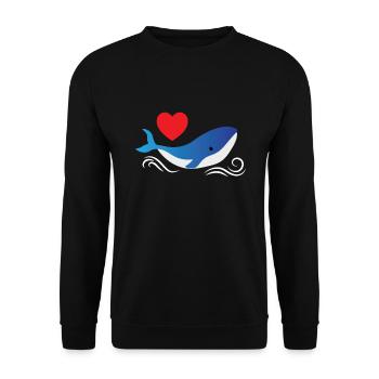 Blauwal Herz Wal Meer - Unisex Pullover - Schwarz - Vorne - Alina (178cm) & Michal (187cm)