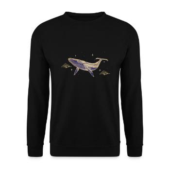 Blue Whale Flying Whale Sea - Unisex Sweatshirt - black - Front - Alina (178cm) & Michal (187cm)