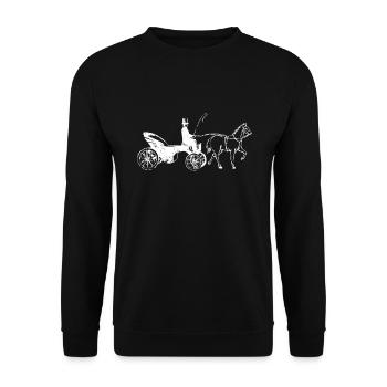 Kutsche und Pferdekutsche Design - Unisex Pullover - Schwarz - Vorne - Alina (178cm) & Michal (187cm)