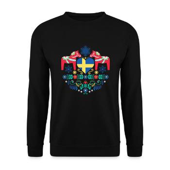 Schweden Dala Pferd Schwedisch Stockholm - Unisex Pullover - Schwarz - Vorne - Alina (178cm) & Michal (187cm)