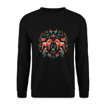 Schweden Dala Pferd Schwedisch Stockholm - Unisex Pullover - Schwarz - Vorne - Alina (178cm) & Michal (187cm)
