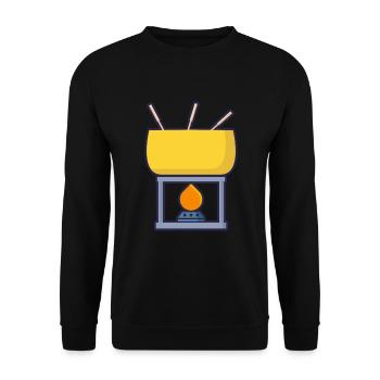 Fondue Topf Käsefondue Weihnachtsessen - Unisex Pullover - Schwarz - Vorne - Alina (178cm) & Michal (187cm)