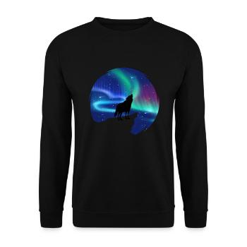 Aurores boréales Loup aurores boréales - Sweat-shirt Unisexe - noir - Devant - Alina (178cm) & Michal (187cm)