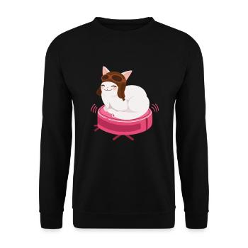 Saugroboter Katze Saugerroboter - Unisex Pullover - Schwarz - Vorne - Alina (178cm) & Michal (187cm)