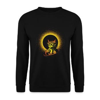 Sonnenfinsternis Katze Erlebnis Sonne - Unisex Pullover - Schwarz - Vorne - Alina (178cm) & Michal (187cm)