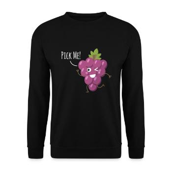 Pick Me! Grapes Wine Wine Lovers - Unisex Sweatshirt - black - Front - Alina (178cm) & Michal (187cm)