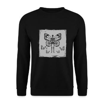 Schmetterling Skelett Fairycore Fantasy - Unisex Pullover - Schwarz - Vorne - Alina (178cm) & Michal (187cm)
