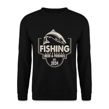 Fishing Beer & Friends Angeln Fischen Spruch - Unisex Pullover - Schwarz - Vorne - Alina (178cm) & Michal (187cm)