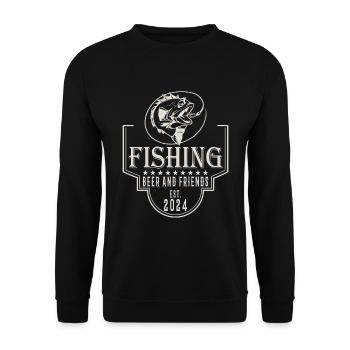 Fishing Beer and Friends Angeln Fischen Sprüche - Unisex Pullover - Schwarz - Vorne - Alina (178cm) & Michal (187cm)