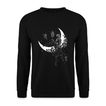Fee Fairycore Mond Feenflügel Halbmond - Unisex Pullover - Schwarz - Vorne - Alina (178cm) & Michal (187cm)