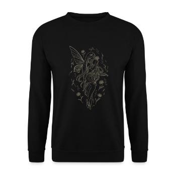 Fee Fairycore Rose Feenflügel Naturecore - Unisex Pullover - Schwarz - Vorne - Alina (178cm) & Michal (187cm)