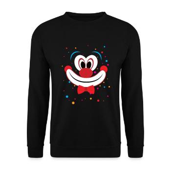 Clown Gesicht Kostüm Karneval Fasching - Unisex Pullover - Schwarz - Vorne - Alina (178cm) & Michal (187cm)