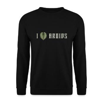 I Love Aroids Aroideae Pflanzen - Unisex Pullover - Schwarz - Vorne - Alina (178cm) & Michal (187cm)