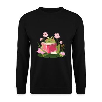 Frosch Cottagecore Naturecore Kinder - Unisex Pullover - Schwarz - Vorne - Alina (178cm) & Michal (187cm)