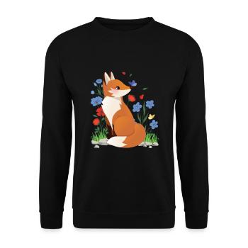 Fuchs Cottagecore Naturecore Kinder - Unisex Pullover - Schwarz - Vorne - Alina (178cm) & Michal (187cm)