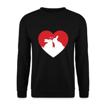 Lapin d’amour coeur lapin de Pâques lapin de Pâques - Sweat-shirt Unisexe - noir - Devant - Alina (178cm) & Michal (187cm)