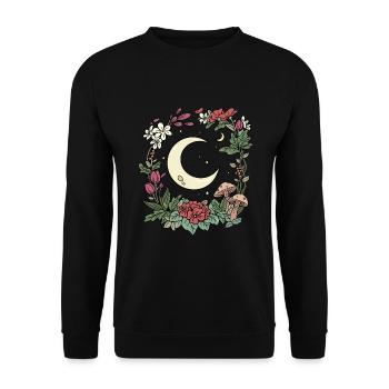 Pilze Mond Cottagecore Naturecore - Unisex Pullover - Schwarz - Vorne - Alina (178cm) & Michal (187cm)