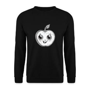 Cute Kawaii Apple for Fruit Lovers - Unisex Sweatshirt - black - Front - Alina (178cm) & Michal (187cm)