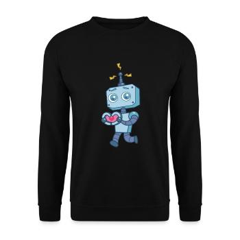 Süßer Roboter Herz Robotik Technik - Unisex Pullover - Schwarz - Vorne - Alina (178cm) & Michal (187cm)