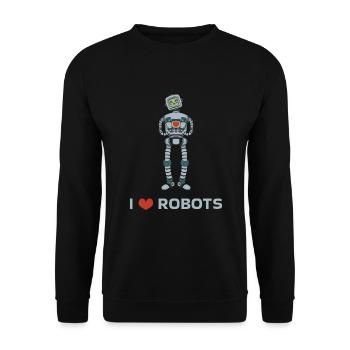 I Love Robots Roboter Herz Robotik - Unisex Pullover - Schwarz - Vorne - Alina (178cm) & Michal (187cm)
