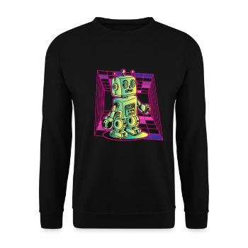 Roboter Retro Vintage Robotik Technik - Unisex Pullover - Schwarz - Vorne - Alina (178cm) & Michal (187cm)