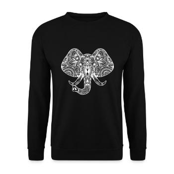 Elefantenkopf Mandala Kinder Elefant - Unisex Pullover - Schwarz - Vorne - Alina (178cm) & Michal (187cm)