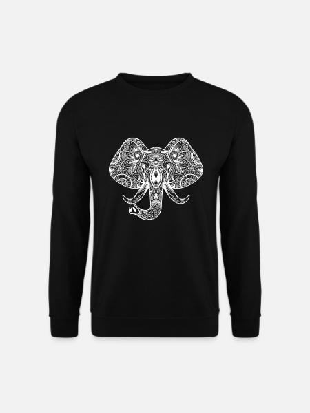 Elefantenkopf Mandala Kinder Elefant - Unisex Pullover - Schwarz