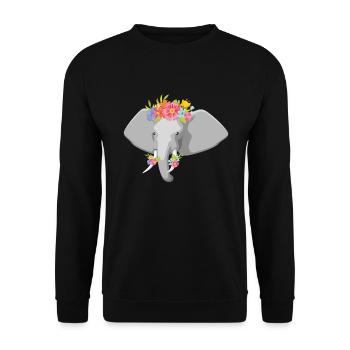 Elefantenkopf Blumen Kinder Elefant - Unisex Pullover - Schwarz - Vorne - Alina (178cm) & Michal (187cm)