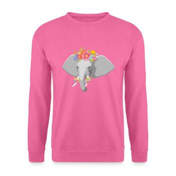 Elefantenkopf Blumen Kinder Elefant - Unisex Pullover - Pink - Vorne