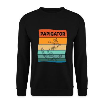 Papigator Papa Papa Ancre Fête des Pères - Sweat-shirt Unisexe - noir - Devant - Alina (178cm) & Michal (187cm)