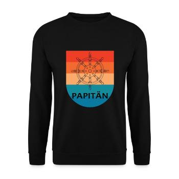 Papitän Papa Papa Fête des Pères Capitaine - Sweat-shirt Unisexe - noir - Devant - Alina (178cm) & Michal (187cm)