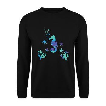 Petit hippocampe océan sous-marin - Sweat-shirt Unisexe - noir - Devant - Alina (178cm) & Michal (187cm)