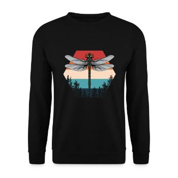 Retro Libelle Natur Insekten - Unisex Pullover - Schwarz - Vorne - Alina (178cm) & Michal (187cm)