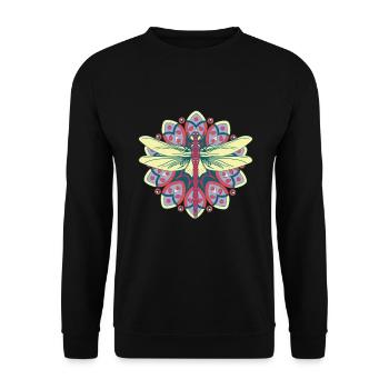 Farbenfroh Libelle Natur Insekten - Unisex Pullover - Schwarz - Vorne - Alina (178cm) & Michal (187cm)