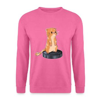Katze mit Saugroboter Staubsauger - Unisex Pullover - Pink - Vorne