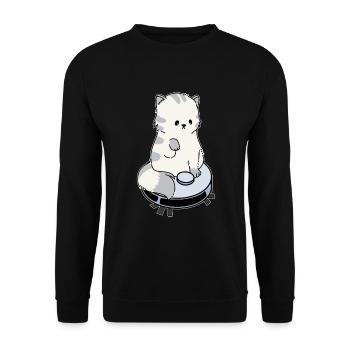 Cat Aspirateur Robot Aspirateur - Sweat-shirt Unisexe - noir - Devant - Alina (178cm) & Michal (187cm)